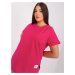 Basic blouse with short sleeves fuchsia size plus