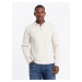 Ombre Men's polo longsleeve with zippered collar - cream