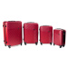 Červená sada 4 pevných plastových kufrov &quot;Waves&quot; - veľ. M, L, XL, XXL