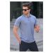 Madmext Men's Navy Blue Embroidered Regular Fit Polo Neck T-Shirt 6108