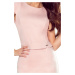 TAMARA - Elegantné dámske midi šaty v púdrovo ružovej farbe s pásikom 301-1