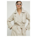 Kabát Abercrombie & Fitch dámsky, béžová farba, prechodný, dvojradový