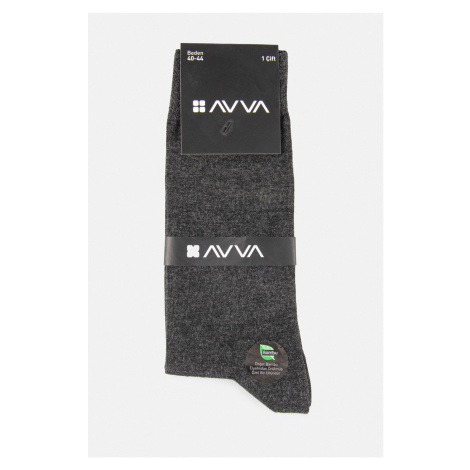 Avva Men's Anthracite Plain Bamboo Cleat Socks