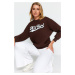 Trendyol Brown Thick Fleece Printed Regular/ Regular Knitted Sweatshirt