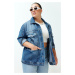 Trendyol Curve Blue Oversize Denim Jacket