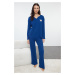 Trendyol Navy Blue Cotton Teddy Bear Embroidered Ribbed Knitted Pajama Set