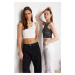 Trendyol White-Multicolor 2-Pack Fitted/Fitted Crop Corded Flexible Knitted Athlete