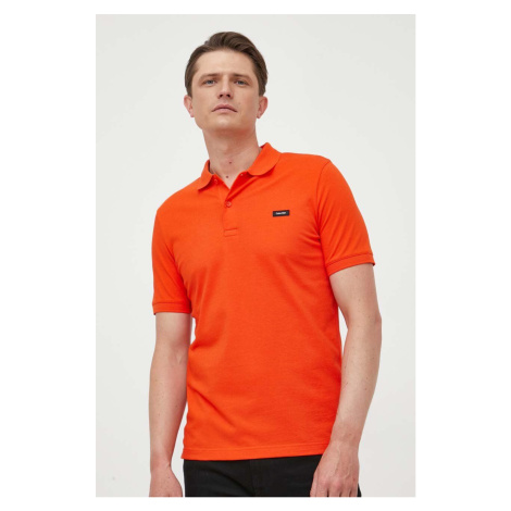 Polo tričko Calvin Klein pánske, oranžová farba, jednofarebné, K10K111196