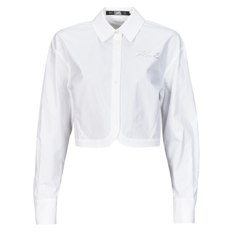 Karl Lagerfeld  crop poplin shirt  Košele a blúzky Biela