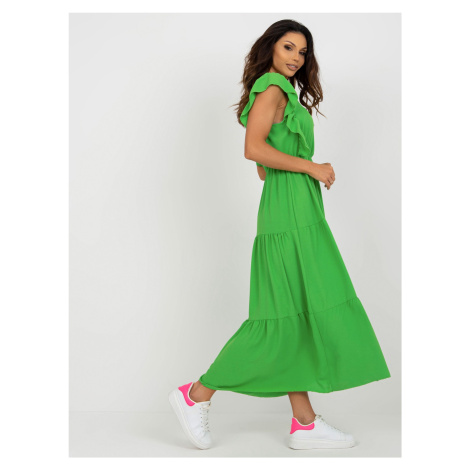 Light green dress with ruffle for the summer