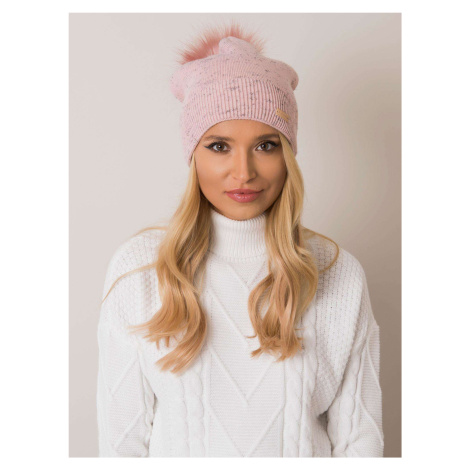 RUE PARIS Dirty pink lady's cap with pompom