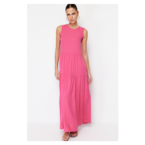 Trendyol Pink Shift/Straight Cut Maxi Sleeveless Woven Dress