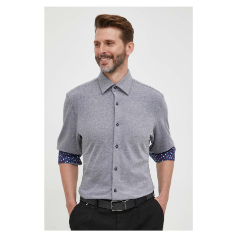 Bavlnená košeľa BOSS pánska, tmavomodrá farba, regular, s klasickým golierom Hugo Boss
