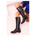 Soho Black Matte Patent Leather Women's Boots 17699