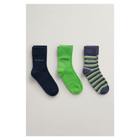 PONOŽKY GANT STRIPE SOCKS 3-PACK WASHED BLUE