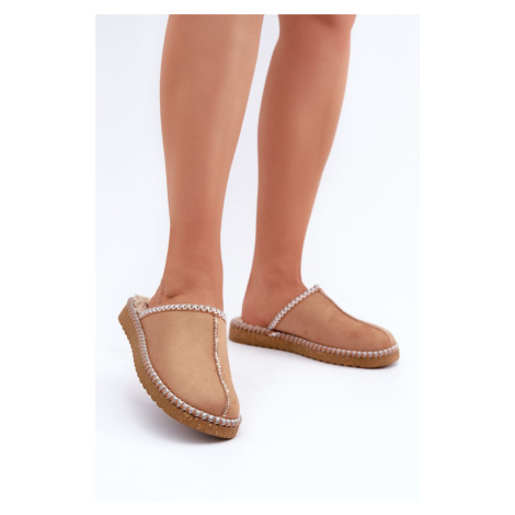 Pohodlná domácí obuv papuče s výšivkou dámske Inblu FX000021 Camel