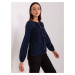 TMAVOMODRÁ BLÚZKA S APLIKÁCIOU LK-BZ-506673.36-DARK BLUE