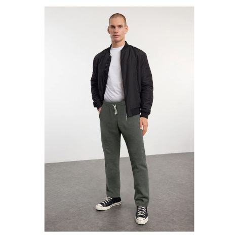 Trendyol Khaki Regular/Normal Cut Pique Textured Fabric Double Leg Sweatpants