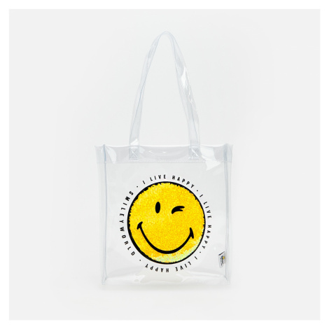 Reserved - Priehľadná shopper taška Smiley® - Biela