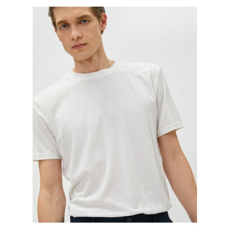 Koton Crew Neck T-shirt with Stitching Detail, Slim Fit Short Sleeves.