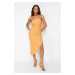 Trendyol Orange Fitted Woven Elegant Evening Dress