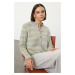 Trendyol Gray Striped Jacket Look Knitwear Cardigan