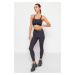 Trendyol Dark Anthracite Label and Waist Elastic Detail Support/Shaping Knitted Sports Bra