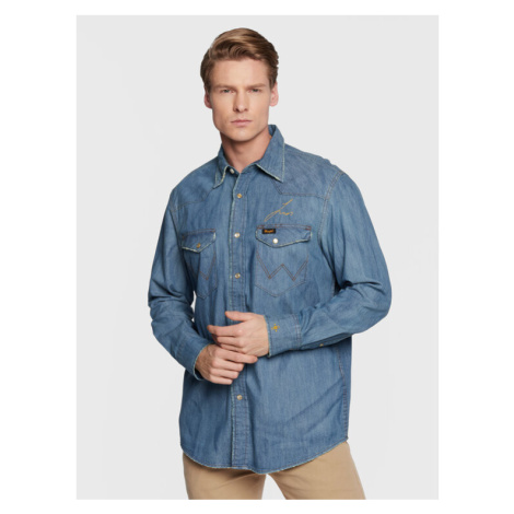 Wrangler džínsová košeľa LEON BRIDGES W5M0CX31O 112328528 Modrá Regular Fit