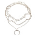 Open-Ring Layering Necklace - Silver Color