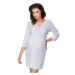 Tehotenská a dojčiaca nočná košeľa na kŕmenie s gombíky na hrudi a 3/4 rukávmi vo svetlo sivej f