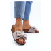 Women's slippers on a cork platform with a bow, gray Tarena