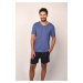 Men's Pyjamas Dallas, Short Sleeves, Shorts - Blue/Navy Blue