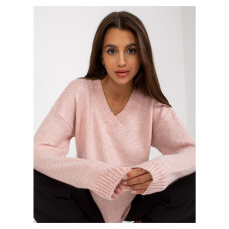 Light pink knitted classic sweater RUE PARIS