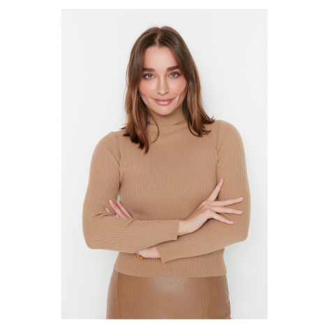 Trendyol Camel Basic Turtleneck Knitwear Sweater