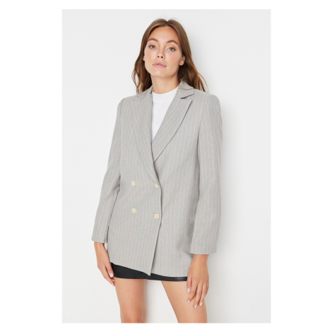Trendyol Gray Regular Lined Double Breasted Closure Woven Blazer Jacket