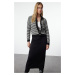 Trendyol Black Soft Texture Color Block Knitwear Cardigan