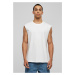 White sleeveless T-shirt with open hem