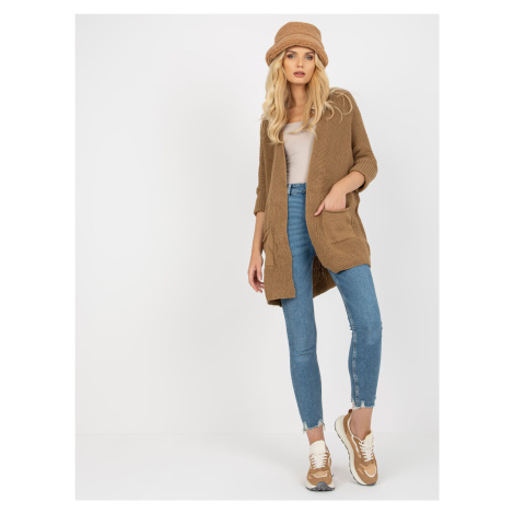 Cardigan-LO-SW-LK-3002.98P-dark beige Rue Paris