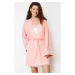 Trendyol Salmon Belted Knitted Dressing Gown with Piping Detail