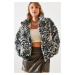 Bianco Lucci Women's Leopard Pattern Faux Für Coat 2426