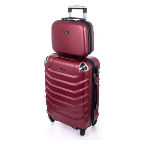 Tmavočervená sada (taška+kufor) škrupinových kufrov &quot;Premium&quot; - veľ. XL+S