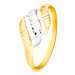 Zlatý prsteň 585 - tri vlnky zo žltého a bieleho zlata, ligotavé zárezy - Veľkosť: 51 mm