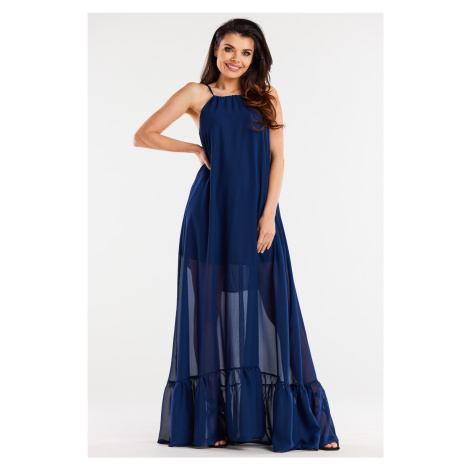 Awama Woman's Dress A516 Navy Blue