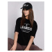 Women's black T-shirt with embroidered lettering