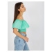 Mintový crop top s volánem LK-TP-508609.37-mint