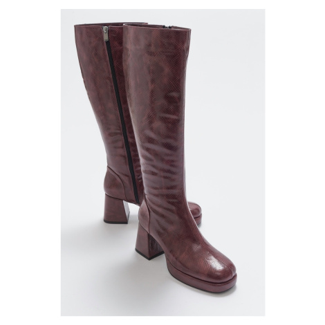 LuviShoes Noote Claret Red Print Women's Boots