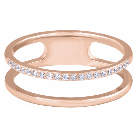 Troli Dvojitý minimalistický prsteň z ocele Rose Gold 49 mm