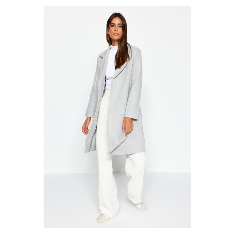 Trendyol Gray Belted Long Wool Cachet Coat