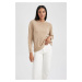 DEFACTO Regular Fit V Neck Premium Soft Wool Textured Sweater