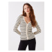 LC Waikiki V-Neck Striped Long Sleeve Women's Knitwear Cardigan